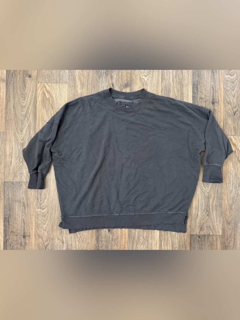 aerie Oversized Dark Gray Crewneck Sweatshirt Fall Autumn Comfy L